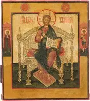 FEINE IKONE MIT DEM THRONENDEN CHRISTUS DEM WELTENHERRSCHER