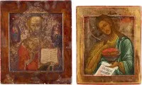 Deux icônes : saint Nicolas de Myre et Jean le Précurseur d'une déisis