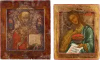 Deux icônes : saint Nicolas de Myre et Jean le Précurseur d'une déisis