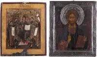 Deux icônes : Christ Pantocrator et déisis élargie