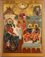 Monumentaal icoon van de Geboorte van de Moeder Gods uit een kerkelijke iconostase