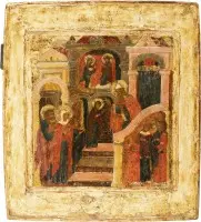 IKOON VAN DE OPDRACHT VAN DE MAAGD IN DE TEMPEL