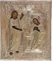 Grande icône de l'Annonciation de la Mère de Dieu avec oklad