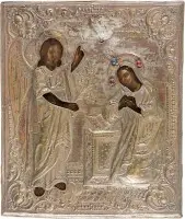 Grande icône de l'Annonciation de la Mère de Dieu avec oklad