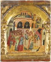 Icône rare de la Présentation de la Mère de Dieu au Temple
