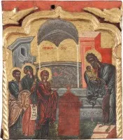 Icône fine de la Présentation du Christ au Temple provenant d'une iconostase d'église