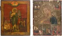 Twee grote iconen met Johannes de Voorloper