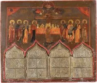 Stauroteek met de Kruisiging van Christus en de hoogfeesten van het orthodoxe kerkjaar