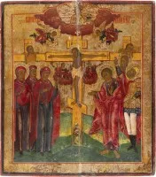 Grote icoon met de Kruisiging van Christus
