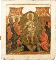 Grootformaat icoon van de nederdaling van Christus in de hel en de bevrijding van de voorvaderen uit Hades