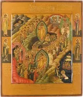 SEHR FEINE IKONE MIT DER HÖLLENFAHRT UND AUFERSTEHUNG CHRISTI
