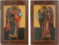 Paar iconen: de aartsengelen Michaël en Gabriël uit een deësisgroep