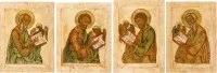 Rare ensemble de quatre évangélistes d'une porte royale d'une iconostase d'église