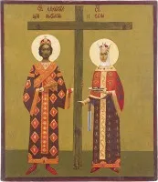 Icône avec les saints Constantin et Hélène