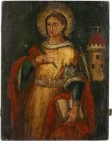 Grande icône datée avec sainte Barbe