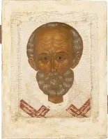 SEHR FEINE IKONE MIT DEM HEILIGEN NIKOLAUS DEM WUNDERTÄTER