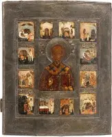 Grote vita-icoon met de heilige Nicolaas van Myra met basma
