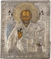 Icoon met Sint-Nicolaas van Myra met oklad