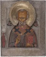 Icône avec saint Nicolas de Myre et riza