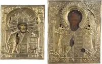 Deux icônes avec oklad : saint Nicolas de Myre