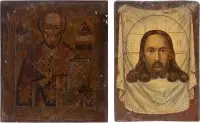 Deux icônes : saint Nicolas de Myre et Mandylion