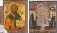 Deux icônes : saint Nicolas de Myre et staurothèque
