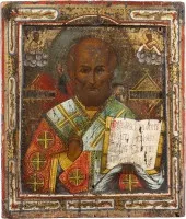 IKONE MIT DOPPELTES BEMALUNG: HEILIGER GEORG DER DRACHENTÖTER UND HEILIGER NIKOLAUS VON MYRA