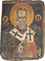 Monumentale icoon met de heilige Nicolaas van Myra uit een kerkelijke iconostase