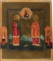 Icoon met de heiligen Cosmas en Damianus