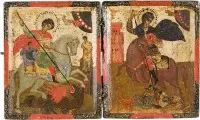 Klein diptiek met de ruiterheiligen Georgius en Demetrius