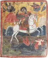 Icoon met de heilige Georgius die de draak verslaat