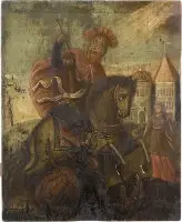 Grote icoon van Sint-Joris die de draak doodt