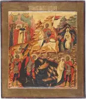 Icoon met de heilige Theodorus Tiron naar de Stroganov-icoon van Nikifor Istomin Savin