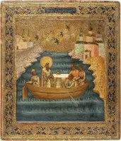 Icône rare de la translation des reliques de saint Alexandre Nevski