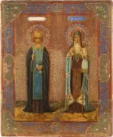 Icône avec les saints Serge de Radonège et Théodore