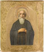 Zeldzame icoon met de heilige eerbiedwaardige monnik Konstantin van Synada