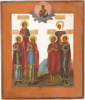 Patronaaticoon met de heiligen Samon, Gurij, Aviv, Alexius, Agrippina en Bonifatius