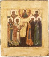 Patronaaticon met zes heiligen