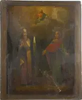Grote icoon met de heiligen Eusebius, bisschop van Samosata en Sophia