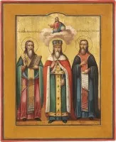 Icône avec saint Vladimir entouré des saints Vukol et Alexandre Svirski