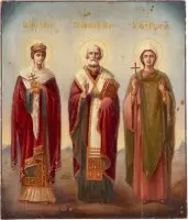 Icoon met de heilige Helena, Nicolaas van Myra en Pelagia