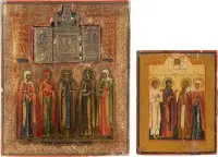 Twee kleine iconen met geselecteerde heiligen