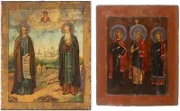 ZWEI IKONEN: ZOSIMA UND SAWATIJ SOWIE SAMON, GURIJ UND AVIV