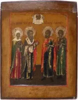 PATRONATSIKONE MIT DEN HEILIGEN ANASTASIA, BLASIUS, FLORUS UND LAURUS