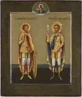 Fijn icoon met de krijgsheiligen Johannes en Theodoor