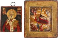 ZWEI IKONEN: HEILIGER NIKOLAUS VON MYRA UND GEBURT CHRISTI