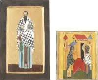 Twee iconen met de heilige Gregorius van Nazianze en de heilige Nicolaas