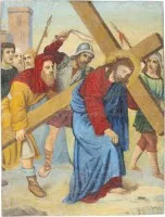 Icoon van Jezus die het kruis draagt