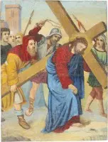 Icoon van Jezus die het kruis draagt