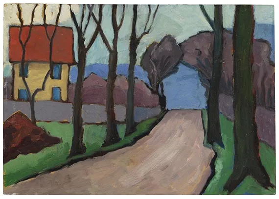 Gabriele Münter, Strada di campagna con casa gialla, 1949